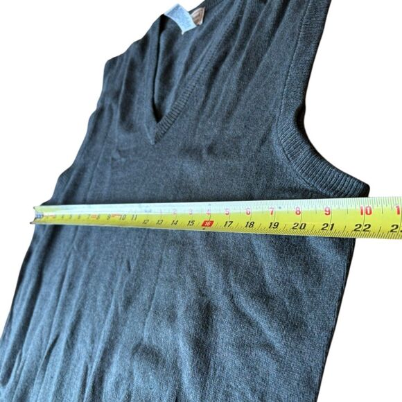 LL Bean Vest Wool LambsWool Sweater Knit V Neck Olive Green Mens Large - Picture 6 of 6